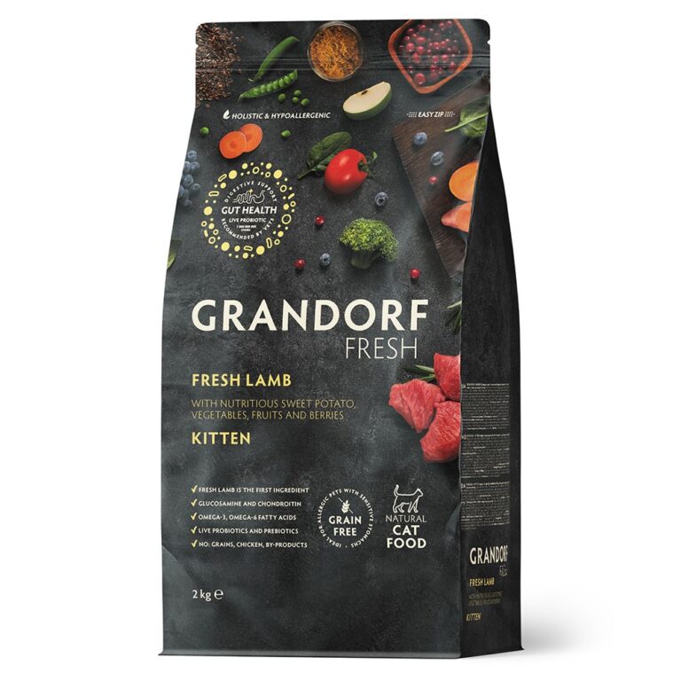 Беззерновой корм с живыми пробиотиками для котят GRANDORF FRESH Cat Свежее мясо ягненка с бататом сух. 2кг — цена и наличие Беззерновой корм с живыми пробиотиками для котят GRANDORF FRESH Cat Свежее мясо ягненка с бататом сух. 2кг