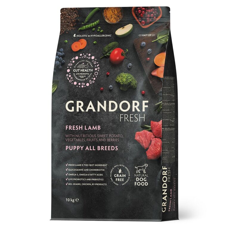 Беззерновой корм с живыми пробиотиками для щенков GRANDORF FRESH Dog Свежее мясо ягненка с бататом сух. 10кг