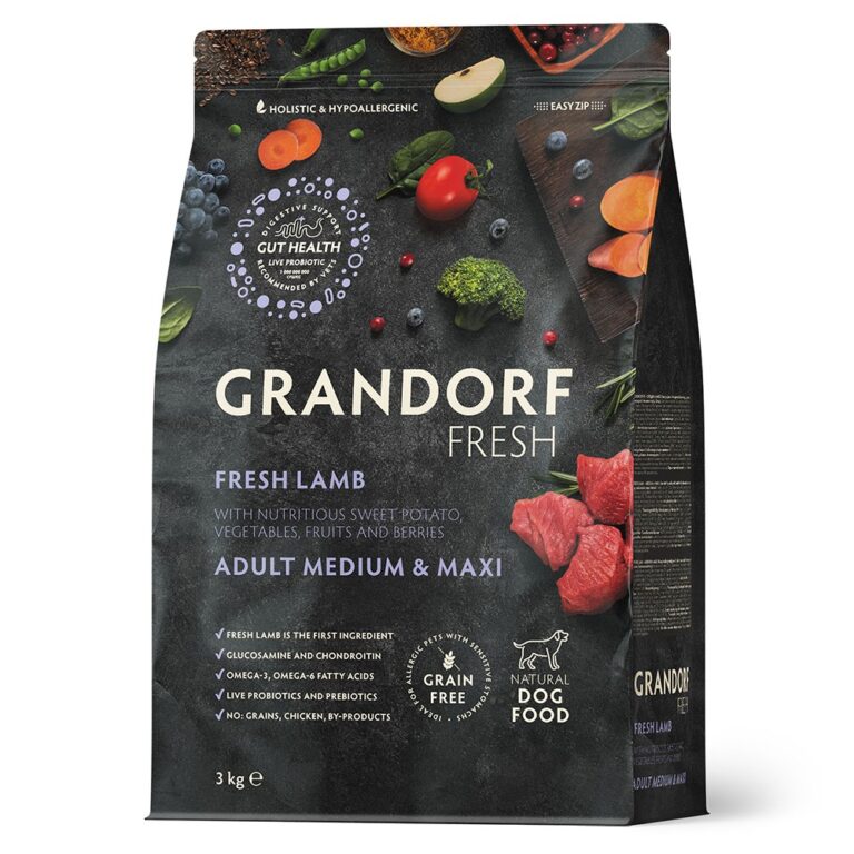 Беззерновой корм с живыми пробиотиками для собак GRANDORF FRESH Dog Med&Maxi для ср.и кр.пород, свежее мясо ягненка с… Беззерновой корм с живыми пробиотиками для собак GRANDORF FRESH Dog Med&Maxi для ср.и кр.пород, свежее мясо ягненка с…