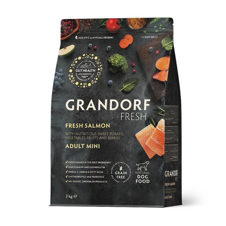 Беззерновой корм с живыми пробиотиками для собак GRANDORF FRESH Dog Mini свежее филе лосося с бататом для мелких пород сух… Беззерновой корм с живыми пробиотиками для собак GRANDORF FRESH Dog Mini свежее филе лосося с бататом для мелких пород сух…