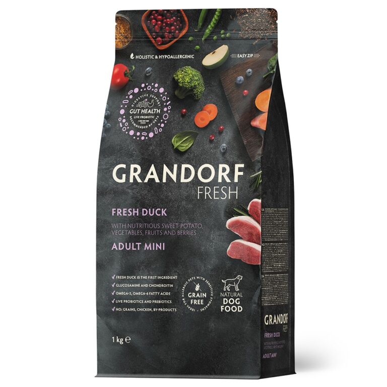 Беззерновой корм с живыми пробиотиками для собак GRANDORF FRESH Dog Mini свежее мясо утки с бататом для мелких пород сух. 1кг Беззерновой корм с живыми пробиотиками для собак GRANDORF FRESH Dog Mini свежее мясо утки с бататом для мелких пород сух. 1кг