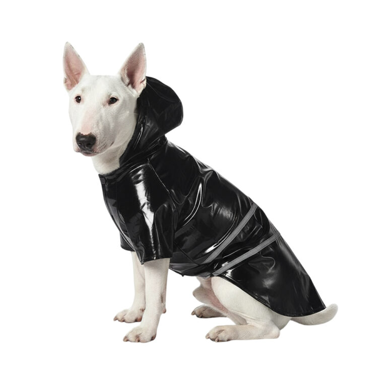 Дождевик для собак Foxie Rain черный с полосами р. XL (длина спины 45см)