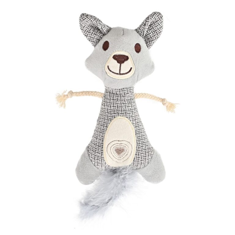 Игрушка для кошек Foxie Бельчонок мягкий с кошачьей мятой 26х11х2см серый