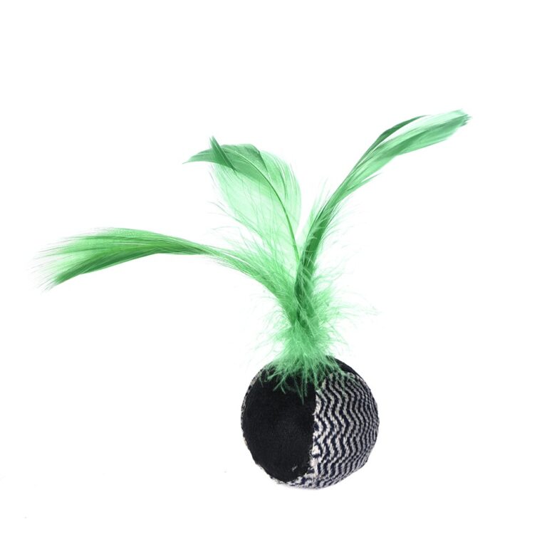 Игрушка для кошек Foxie Moulin мяч с перьями 12см зеленый Игрушка для кошек Foxie Moulin мяч с перьями 12см зеленый