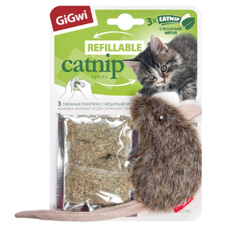 Игрушка для кошек GIGWI Мышка с кошачьей мятой 10см, серия Refillable Catnip — цена и наличие Игрушка для кошек GIGWI Мышка с кошачьей мятой 10см, серия Refillable Catnip