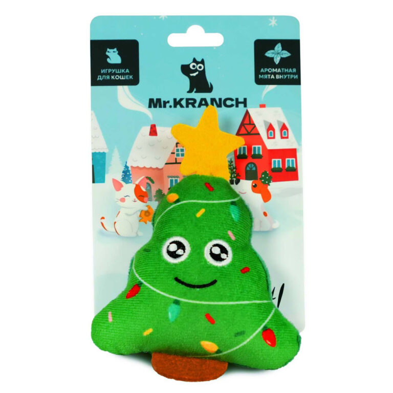 Игрушка для кошек Mr.Kranch Ёлочка плюшевая с кошачьей мятой 13см зелёная Игрушка для кошек Mr.Kranch Ёлочка плюшевая с кошачьей мятой 13см зелёная