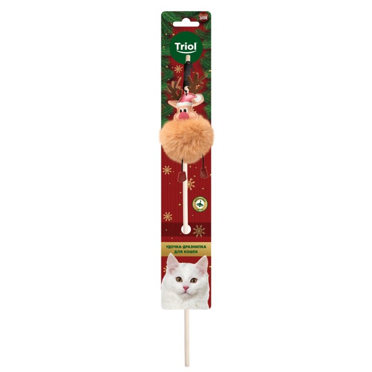Игрушка для кошек TRIOL New Year дразнилка Пушистый олененок, 100/400мм