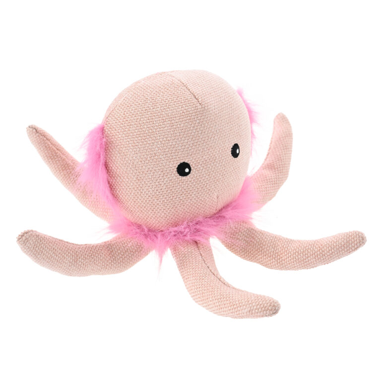 Игрушка для собак Foxie Sea Life Осьминожка с пищалкой и шуршалкой 14×22см плюш