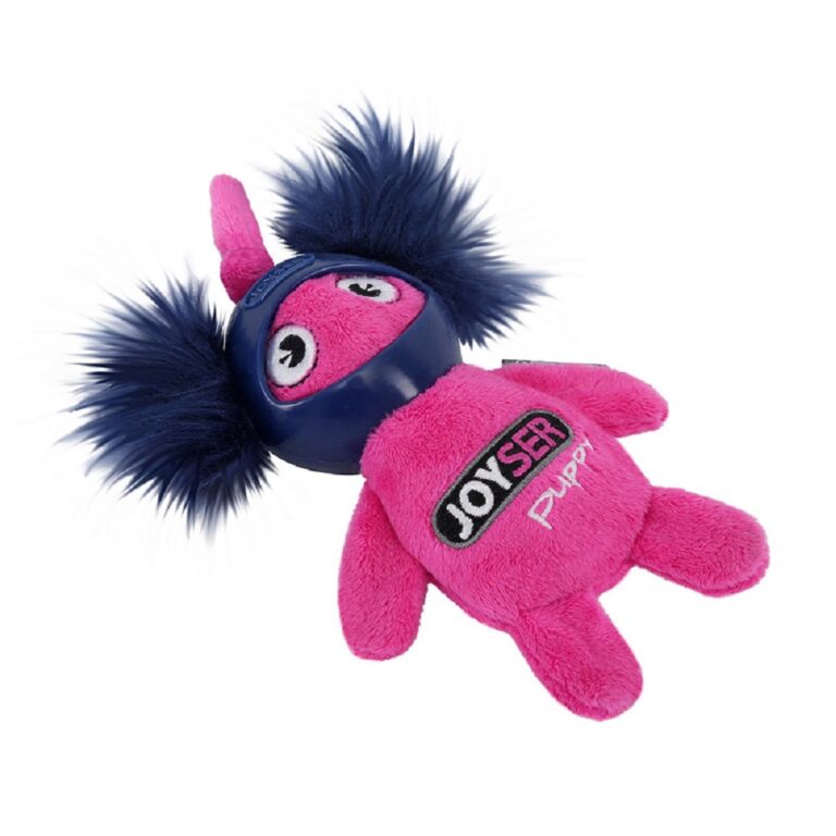 Игрушка для собак JOYSER Puppy Белка в резиновом шлеме с пищалкой S розовая, 14см