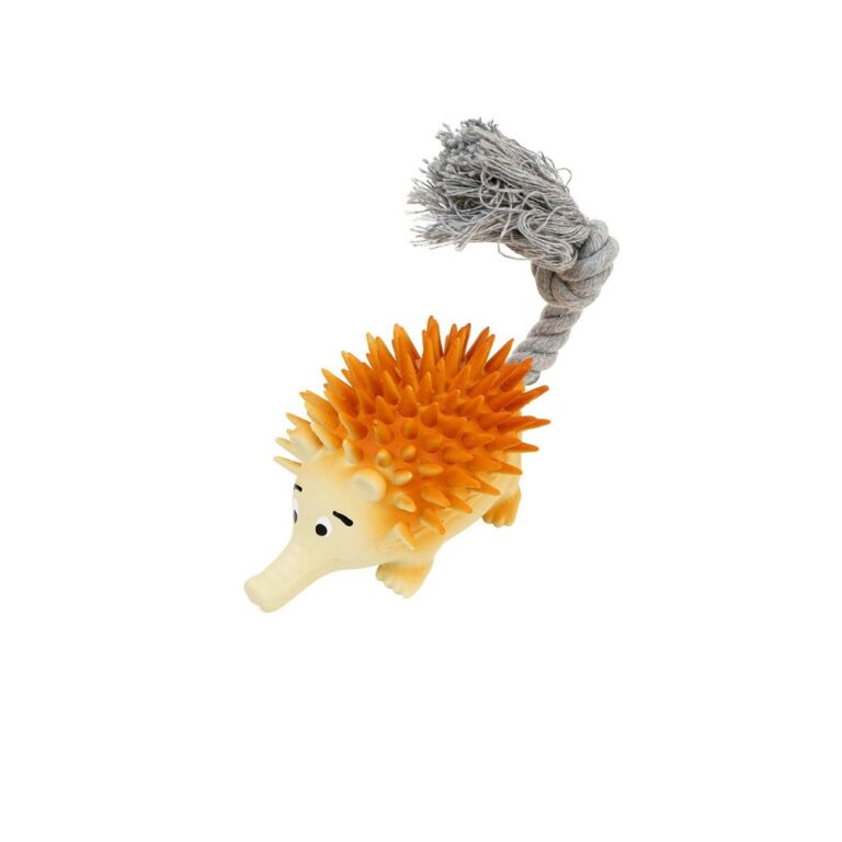 Игрушка для собак ZOO ONE Ёж с канатом латекс 23см