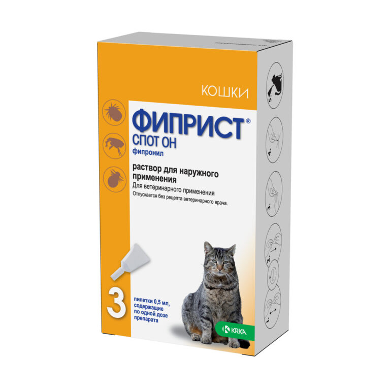 Капли для кошек KRKA Фиприст Спот Он 50мг Капли для кошек KRKA Фиприст Спот Он 50мг