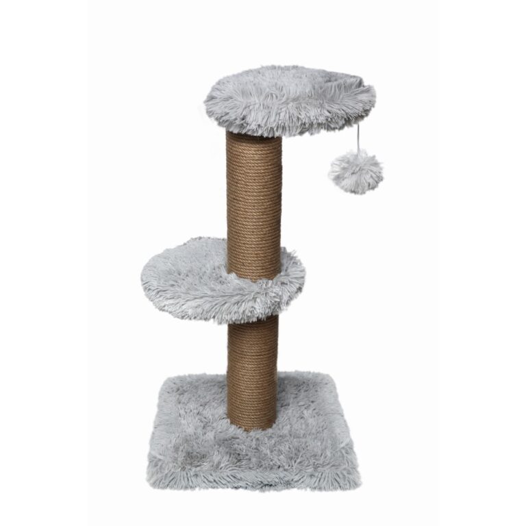 Когтеточка для кошек DUBEX Fluffy Сlassic столбик с полочками серый 34x34x67см — цена и наличие Когтеточка для кошек DUBEX Fluffy Сlassic столбик с полочками серый 34x34x67см