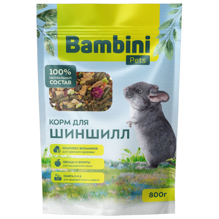 Корм для грызунов BAMBINI PETS для шиншилл 800г Корм для грызунов BAMBINI PETS для шиншилл 800г
