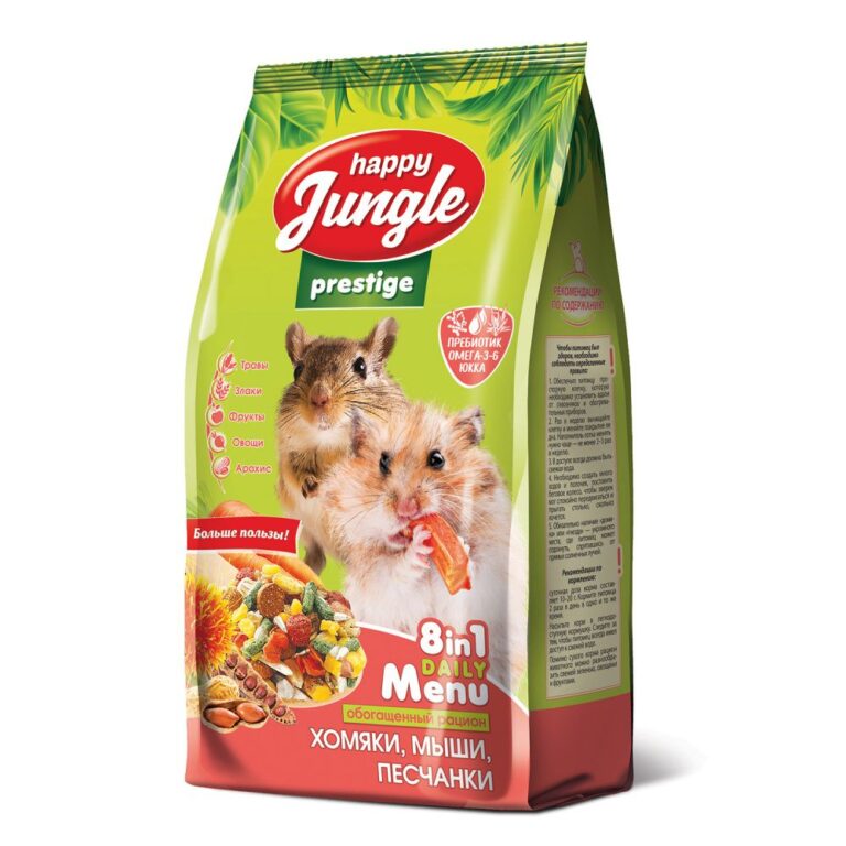 Корм для хомяков, мышей, песчанок HAPPY JUNGLE Престиж 500г