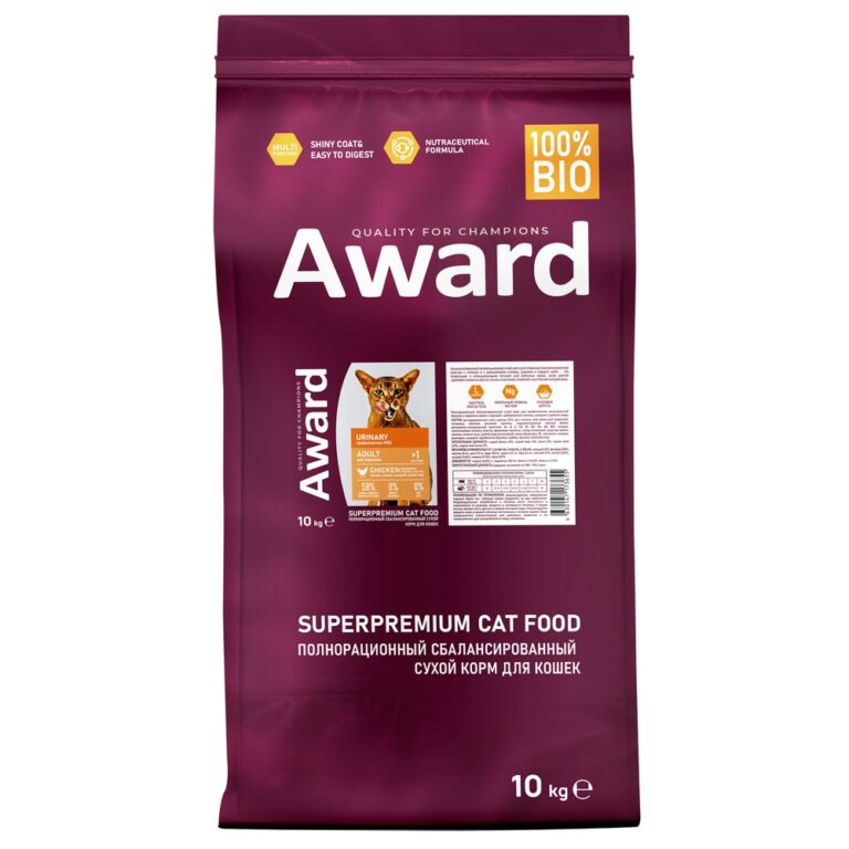 Корм для кошек AWARD для профил.мочекам.болезни, курица с доб.клюквы, цикория и рыб.жира сух. 10кг