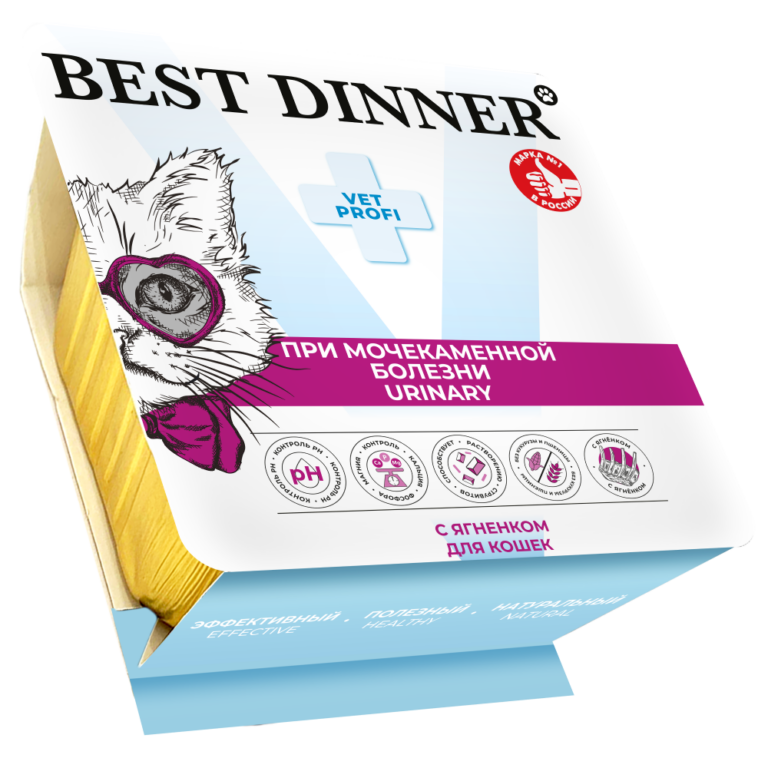 Корм для кошек Best Dinner Vet Profi Urinary при заболеваниях МКБ, паштет с ягненком ламист. 100г — цена и наличие Корм для кошек Best Dinner Vet Profi Urinary при заболеваниях МКБ, паштет с ягненком ламист. 100г
