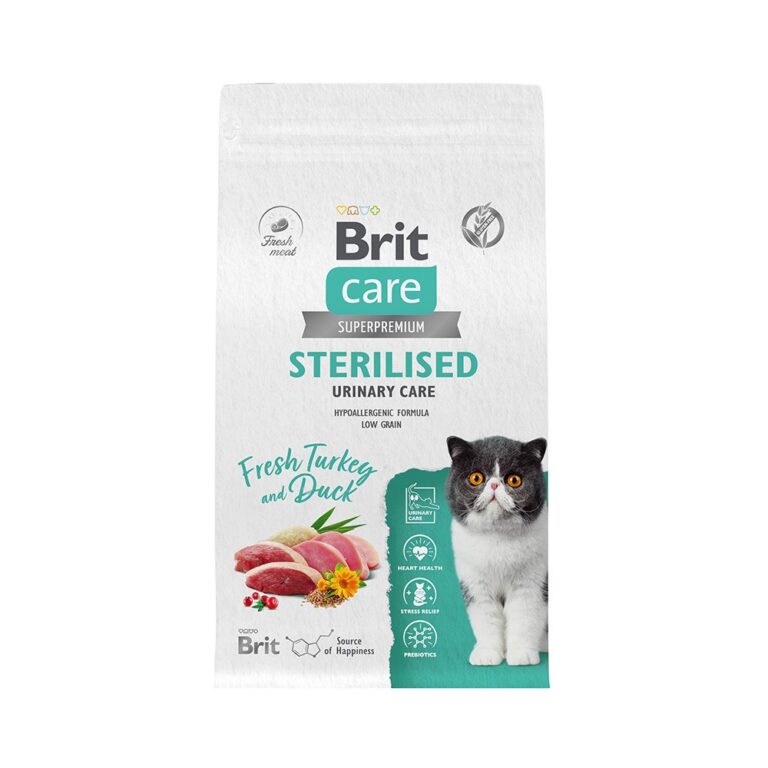 Корм для кошек БРИТ Care Sterilised Urinary Care для стерилизованных, индейка с уткой сух. 1,5кг