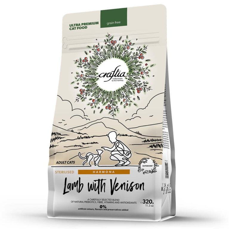 Корм для кошек CRAFTIA Harmona для стерилизованных, ягненок с олениной сух. 320г — цена и наличие Корм для кошек CRAFTIA Harmona для стерилизованных, ягненок с олениной сух. 320г