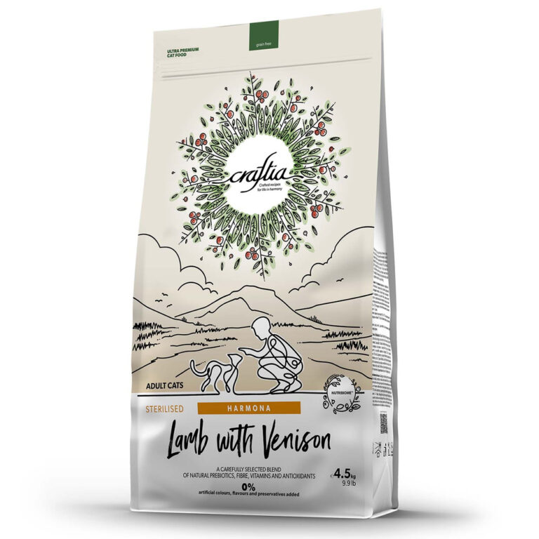 Корм для кошек CRAFTIA Harmona для стерилизованных, ягненок с олениной сух. 4,5кг