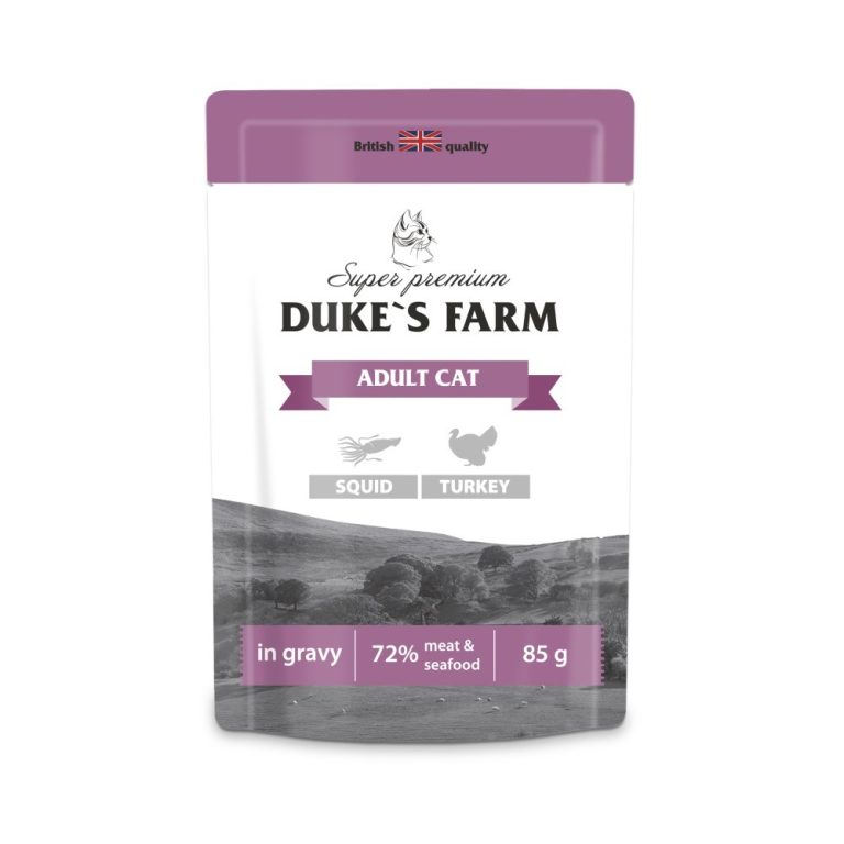 Корм для кошек DUKE’S FARM кальмар, индейка в соусе пауч 85г