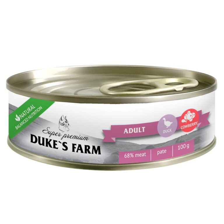 DUKE'S FARM Корм для кошек DUKE’S FARM паштет утка, брусника банка 100г