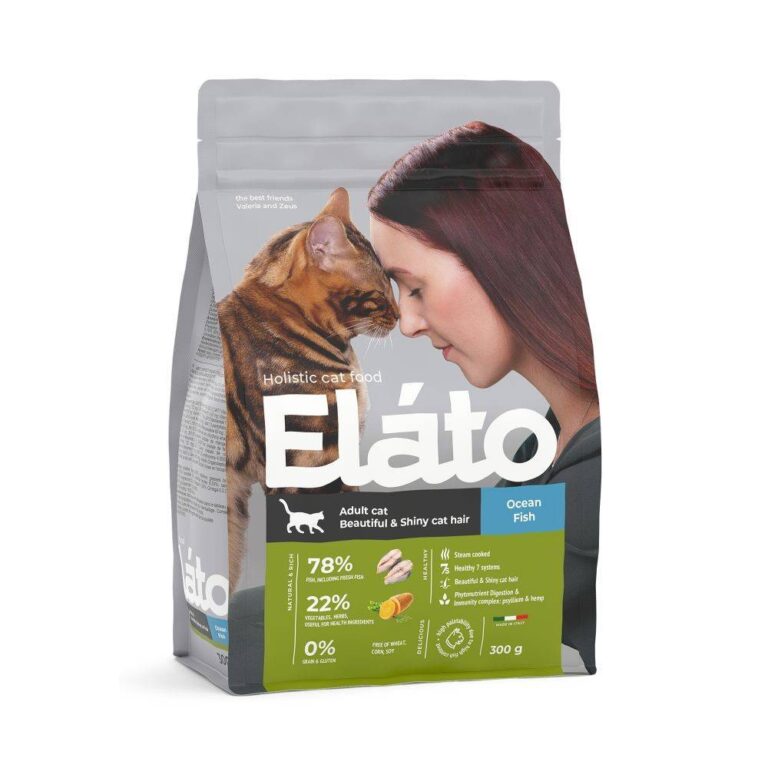Корм для кошек Elato Holistic для красивой и блестящей шерсти, рыба сух. 300г