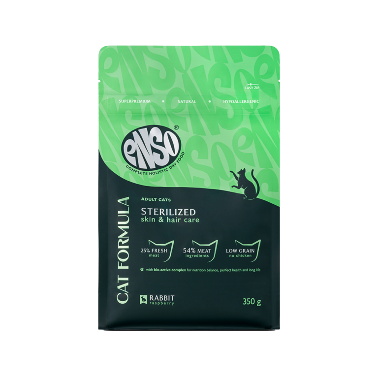 Корм для кошек ENSO formula Sterilized для стерилиз., со свежим кроликом и малиной сух. 350г