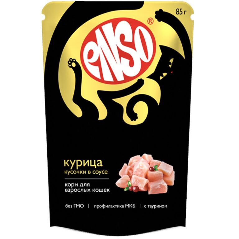 Корм для кошек ENSO кусочки в соусе с курицей пауч 85г — цена и наличие Корм для кошек ENSO кусочки в соусе с курицей пауч 85г
