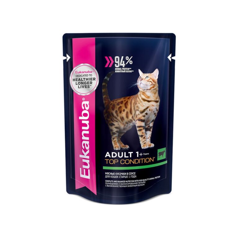 Корм для кошек Eukanuba Adult Top Condition говядина в соусе, пауч 85г