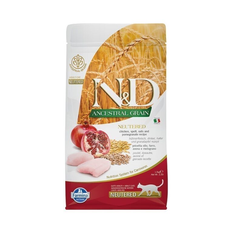 Корм для кошек Farmina N&D Ancestral Grain Line для кастрированных курица с гранатом сух. 1,5кг — цена и наличие Корм для кошек Farmina N&D Ancestral Grain Line для кастрированных курица с гранатом сух. 1,5кг