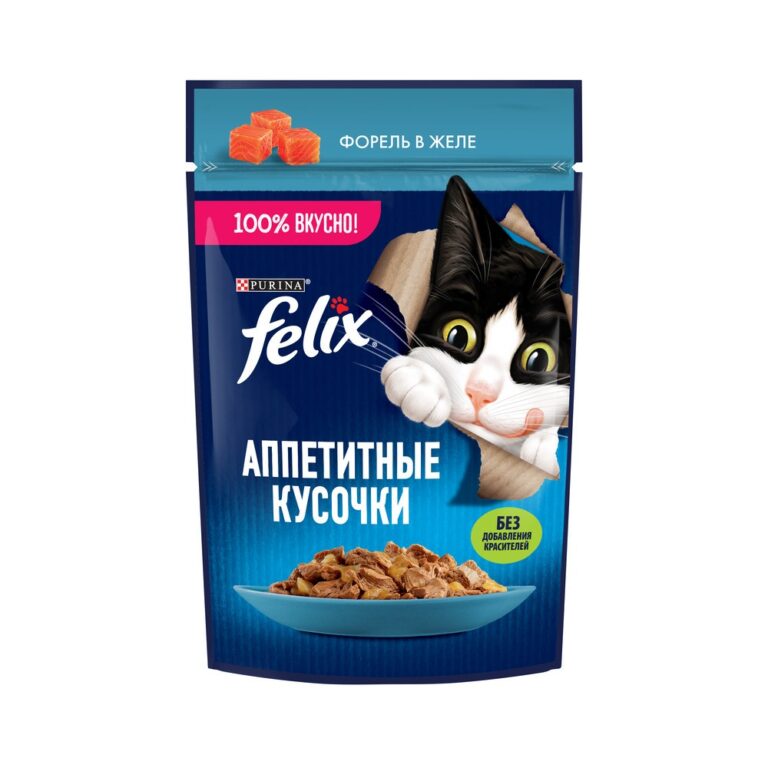 Корм для кошек FELIX Аппетитные кусочки с форелью в желе пауч 75г