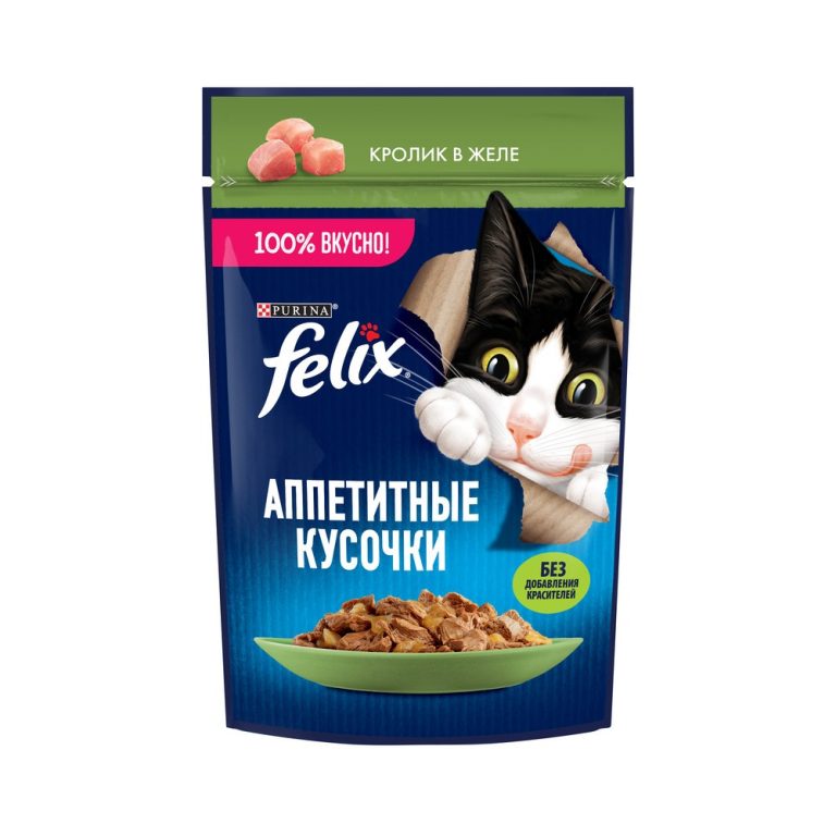 Корм для кошек FELIX Аппетитные кусочки с кроликом в желе пауч 75г Корм для кошек FELIX Аппетитные кусочки с кроликом в желе пауч 75г