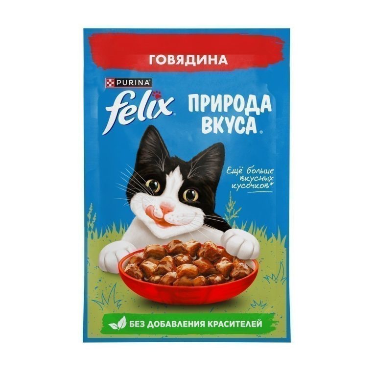 Корм для кошек FELIX Природа вкуса, с говядиной в соусе пауч 75г Корм для кошек FELIX Природа вкуса, с говядиной в соусе пауч 75г