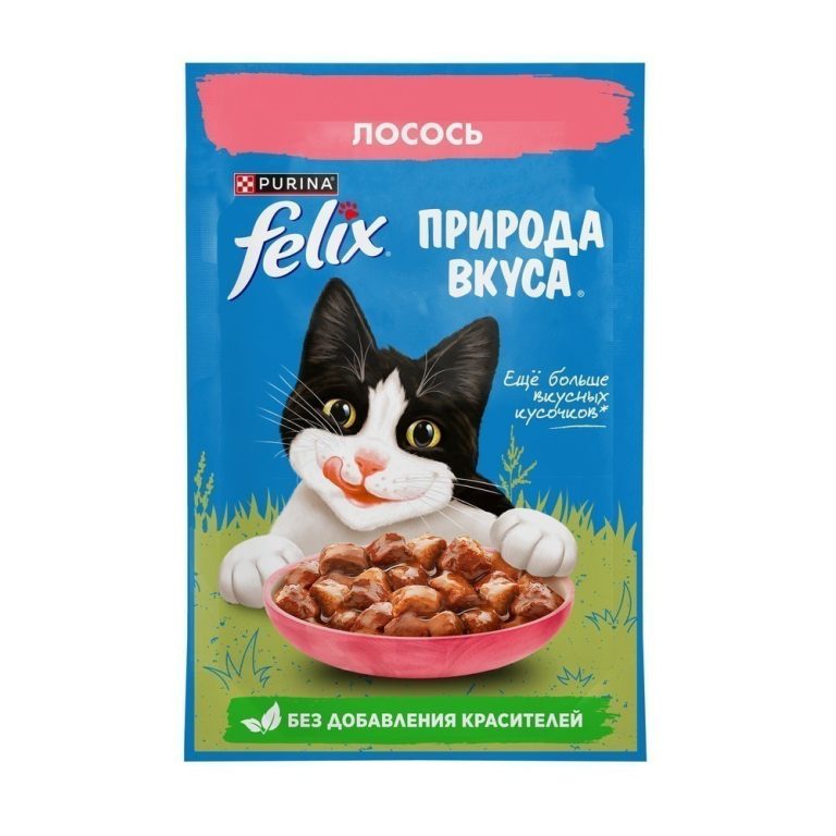 Корм для кошек FELIX Природа вкуса с лососем в соусе пауч 75г Корм для кошек FELIX Природа вкуса с лососем в соусе пауч 75г