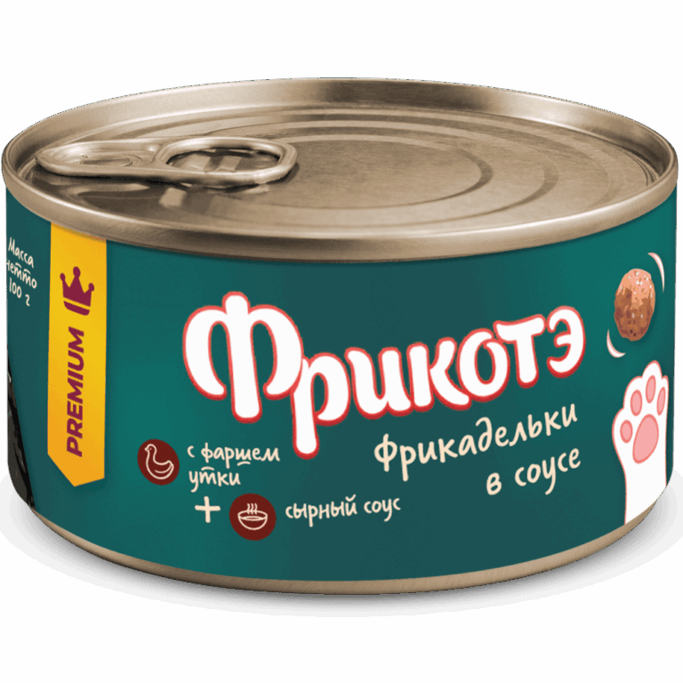 Корм для кошек ФРИКОТЭ фрикадельки с фаршем утки в сырном соусе банка 100г — цена и наличие Корм для кошек ФРИКОТЭ фрикадельки с фаршем утки в сырном соусе банка 100г