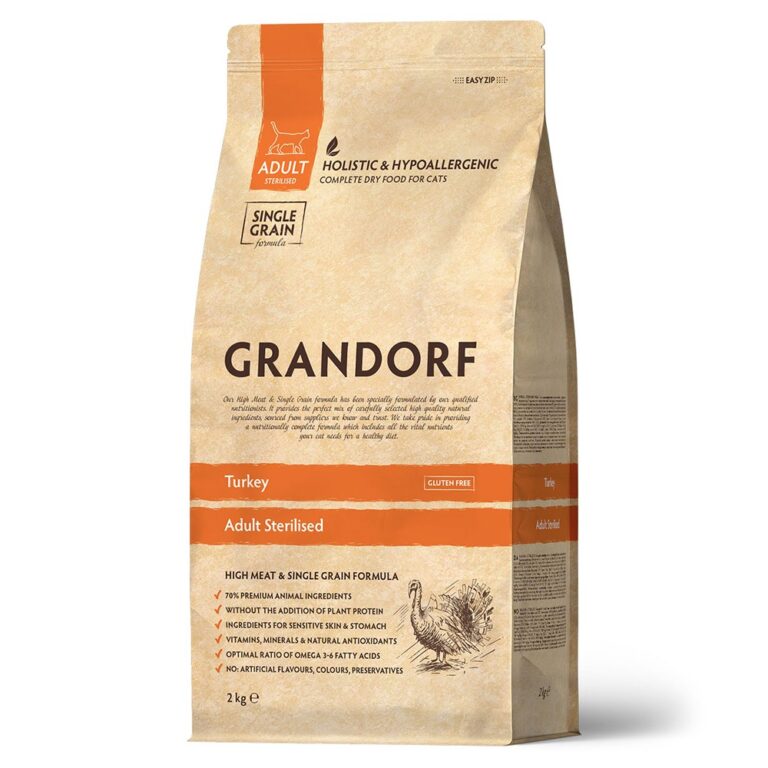 Корм для кошек GRANDORF для стерилизованных, индейка сух. 2кг — цена и наличие Корм для кошек GRANDORF для стерилизованных, индейка сух. 2кг