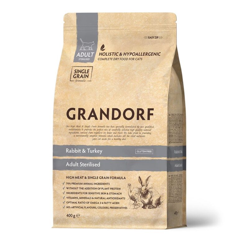Корм для кошек GRANDORF для стерилизованных, кролик с индейкой сух. 400г — цена и наличие Корм для кошек GRANDORF для стерилизованных, кролик с индейкой сух. 400г