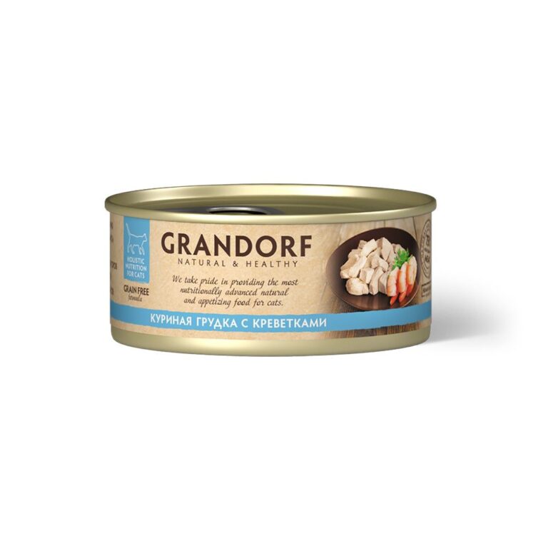 Корм для кошек GRANDORF Куриная грудка с креветками банка 70г
