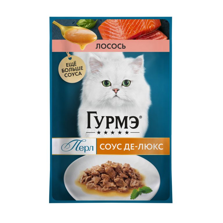 Корм для кошек ГУРМЭ Перл Соус Де-люкс с лососем в соусе пауч 75г Корм для кошек ГУРМЭ Перл Соус Де-люкс с лососем в соусе пауч 75г