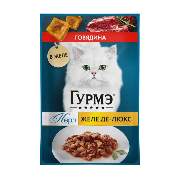 Корм для кошек ГУРМЭ Желе Де-Люкс с говядиной в желе пауч 75г