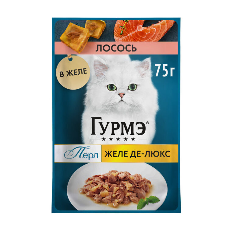 Корм для кошек ГУРМЭ Желе Де-Люкс с лососем в желе пауч 75г Корм для кошек ГУРМЭ Желе Де-Люкс с лососем в желе пауч 75г