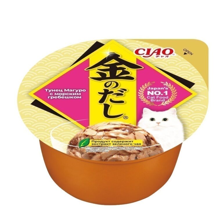 Корм для кошек INABA Ciao Kinnodashi cup Тунец Магуро с морским гребешком ламист. 70г