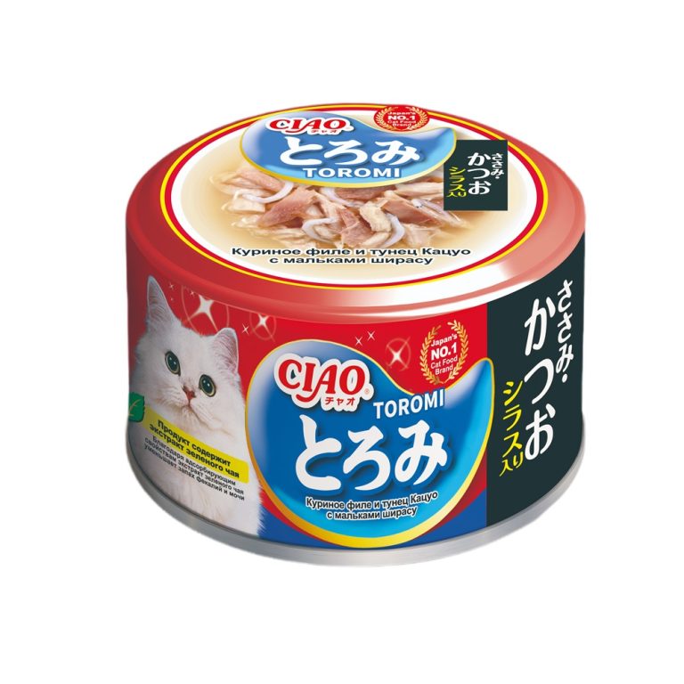 Корм для кошек INABA Ciao Toromi куриное филе с тунцом Кацуо и мальками ширасу в бульоне банка 80г Корм для кошек INABA Ciao Toromi куриное филе с тунцом Кацуо и мальками ширасу в бульоне банка 80г