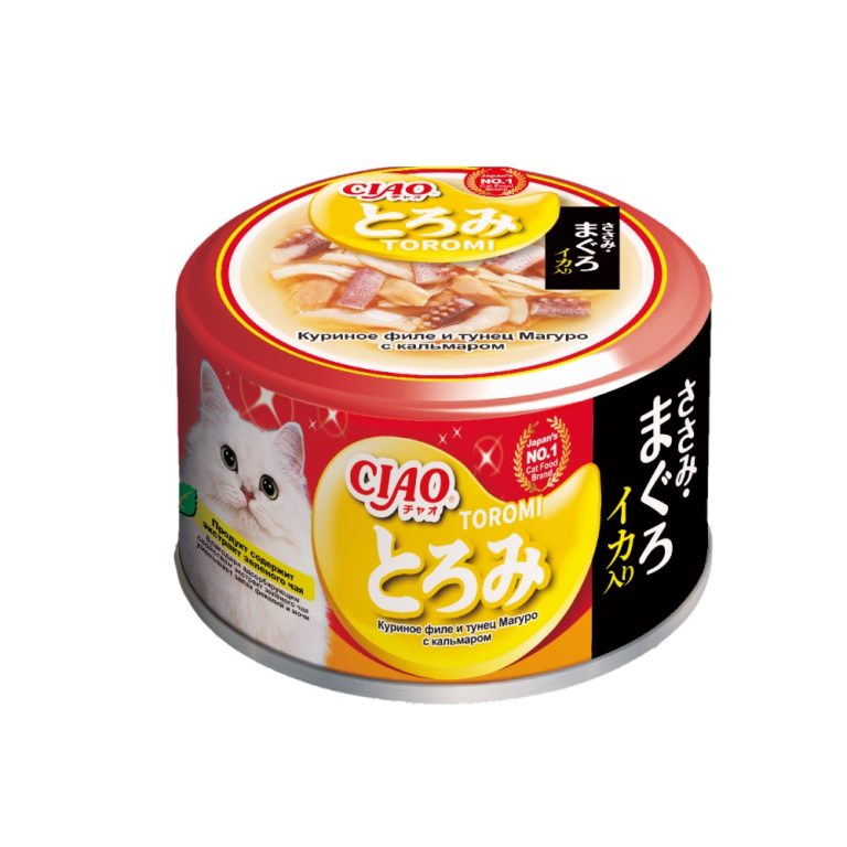 Корм для кошек INABA Ciao Toromi куриное филе с тунцом Магуро и кальмаром в бульоне банка 80г Корм для кошек INABA Ciao Toromi куриное филе с тунцом Магуро и кальмаром в бульоне банка 80г