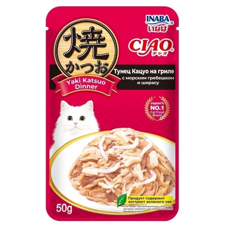 Корм для кошек INABA Ciao Yaki Katsuo Dinner Тунец Кацуо на гриле с морским гребешком и ширасу пауч 50г — цена и наличие Корм для кошек INABA Ciao Yaki Katsuo Dinner Тунец Кацуо на гриле с морским гребешком и ширасу пауч 50г