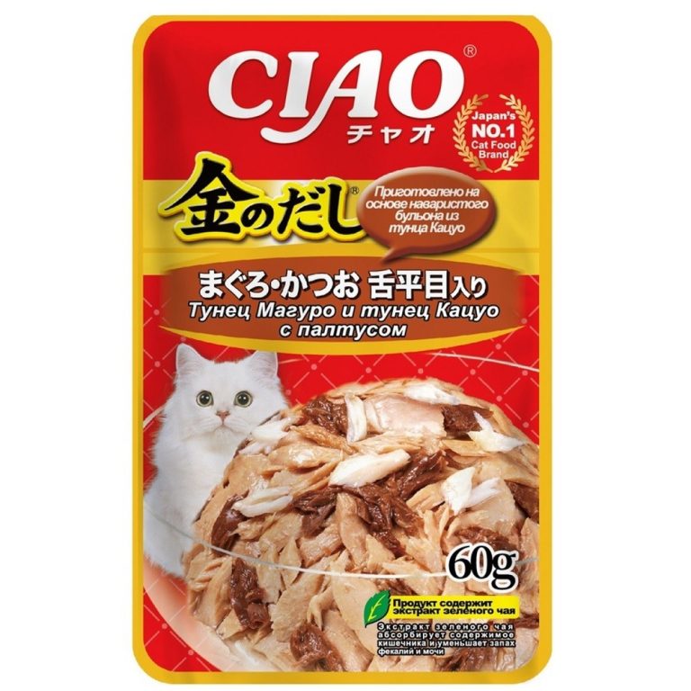 Корм для кошек INABA Kinnodashi тунец Магуро с тунцом Кацуо и палтусом пауч 60г Корм для кошек INABA Kinnodashi тунец Магуро с тунцом Кацуо и палтусом пауч 60г
