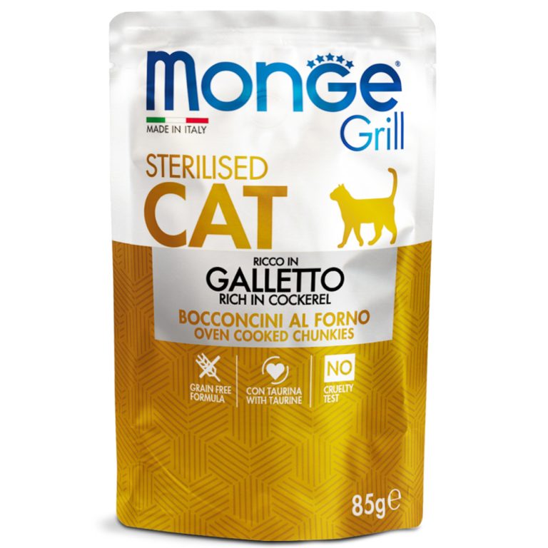 Корм для кошек Monge Cat Grill Pouch для стерилизованных кошек итальянская курица пауч 85г