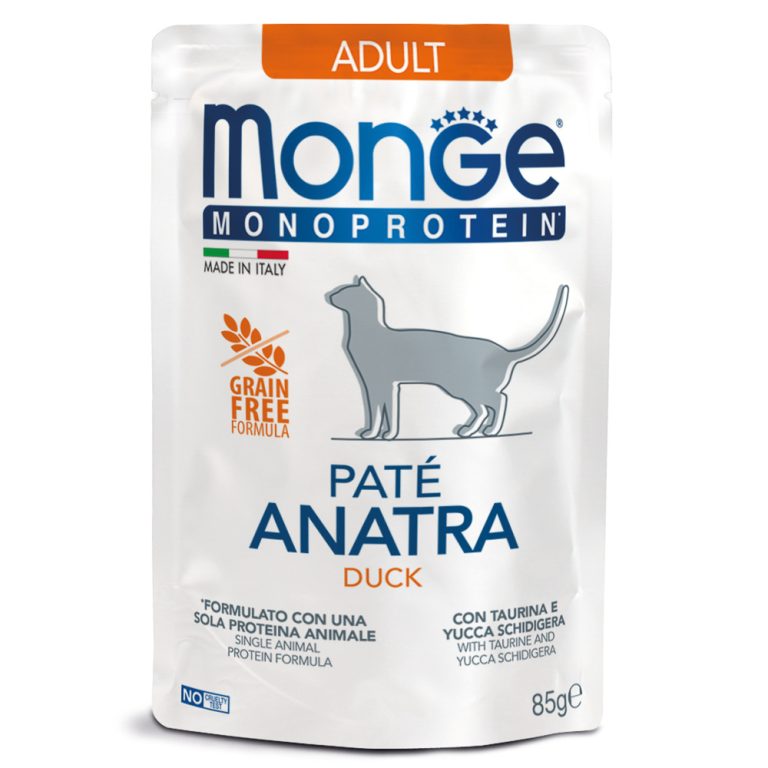 Корм для кошек Monge Cat Monoprotein из утки, пауч 85г Корм для кошек Monge Cat Monoprotein из утки, пауч 85г