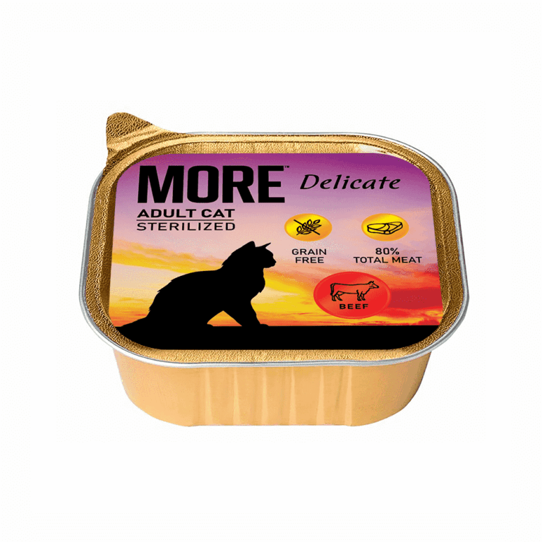 Корм для кошек MORE Delicate для стерилизованных, паштет с говядиной ламист. 100г