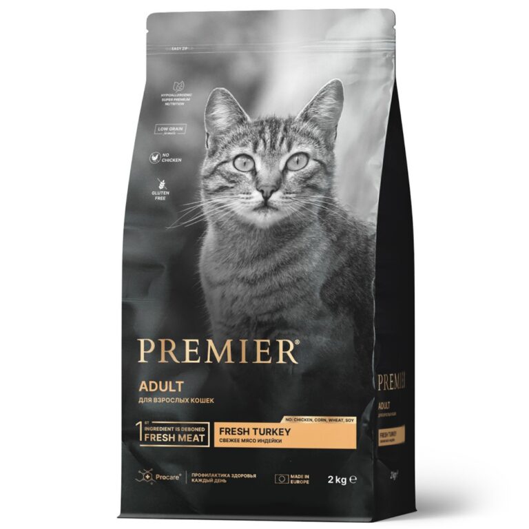Корм для кошек PREMIER Cat Свежая индейка сух. 2кг — цена и наличие Корм для кошек PREMIER Cat Свежая индейка сух. 2кг